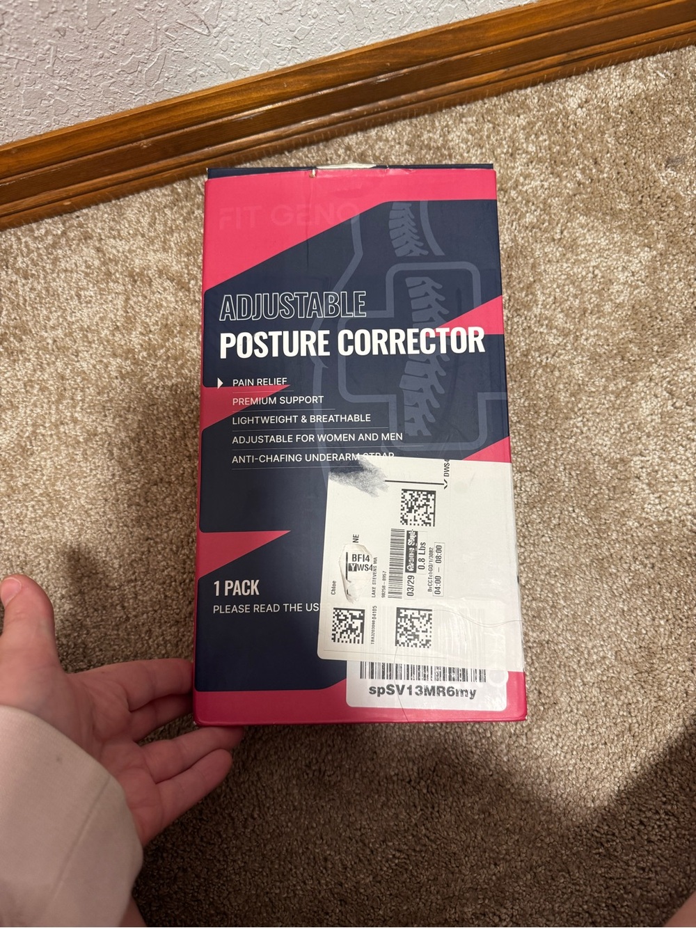 Adjustable Posture Corrector - Navy and Pink Packaging